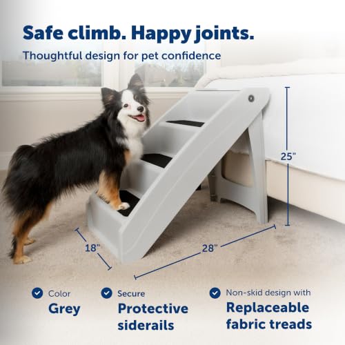 CozyUp Folding Dog Stairs (Bed - 25 Inches Tall / Gray)
