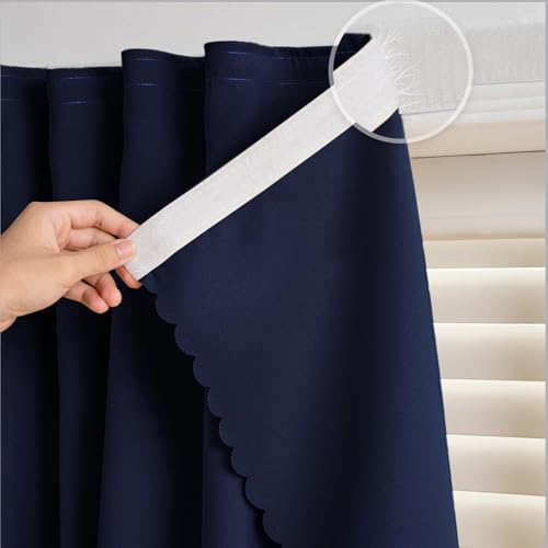 Blackout Curtains Adhesive (59"W x 96"L (Pack of 1) / Navy Blue)
