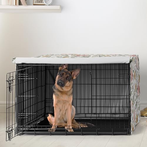 48in. Large Dog Crate Cover (Vintage Floral Pink and Green / 48.0"L x 32.5"W x 30.5"H)