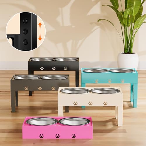 Elevated Dog Bowls with Mat (For Medium Large Dogs with Mat / Apricot)