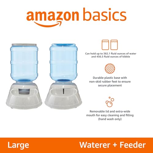 Large Capacity Automatic Pet Water Dispenser and Gravity Feeder Set (Waterer + Feeder / Large)