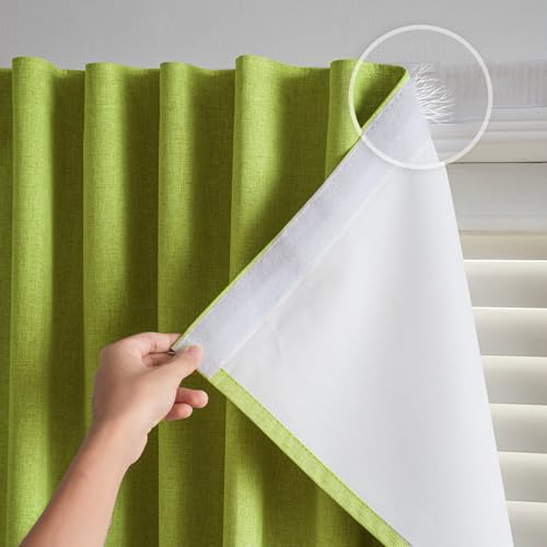 Adhesive Blackout Curtains for Blinds (Fruit Green / 52"W x 84"H)