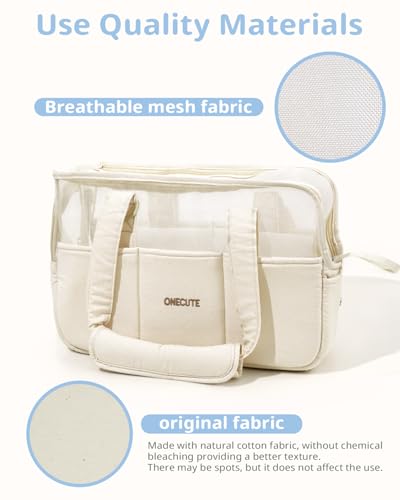Dog Purse Carrier for Small Dogs Rabbit cat with Large Pockets (Beige Mesh / 13.6"L x 6.5"W x 10.0"H)