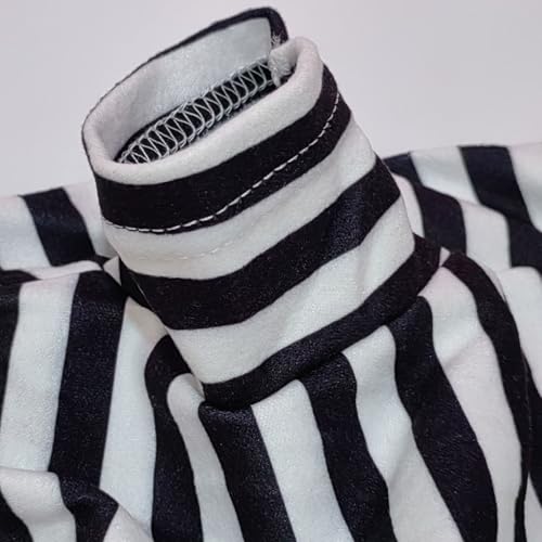 Turtleneck Dog Shirt Cute Doggie Embroidery Super Soft Dog Sweatshirt Stretchy Striped Puppy Pullover for Cats Small Medium Large Dogs (Black Striped / X-Small)