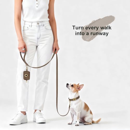 PU Leather Dog Leash for Small Dogs (Brown / 3/4''x 4FT)