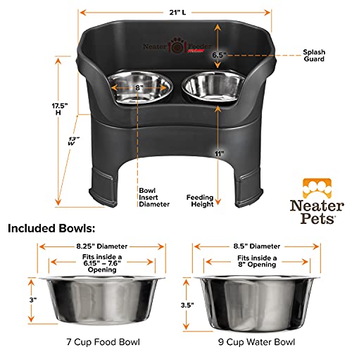 Neater Feeder Deluxe Mess (Large + Standard Bowl / Midnight Black)