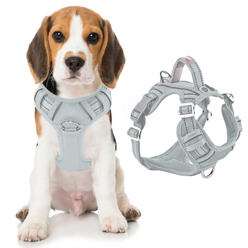 No Pull Dog Harness for Medium Sized Dogs (Medium(Chest:22.5-28") / Grey)