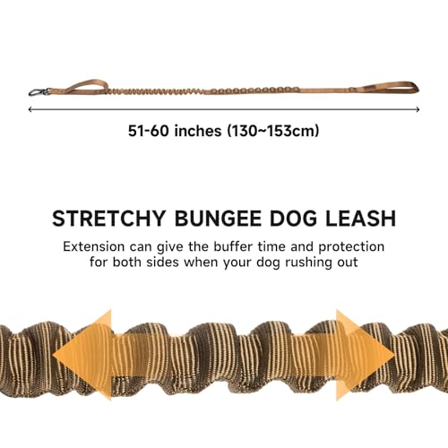 Tactical Military Bungee Nylon Dog Leash Adjustable (Coyote Brown)