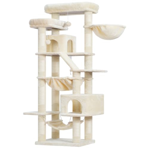 Cat Tree, 71-Inch-Tall Tower for Indoor Cats with 2 Perches HCT034M (Beige / 71 inch)