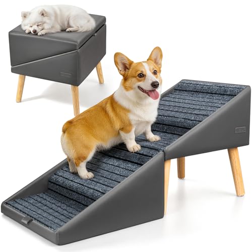 17" H Dog Stairs for Small Dogs (Grey / 17" H)
