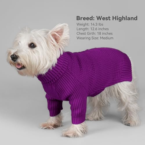 Dog Sweater Long Sleeve Knitted Turtleneck Pullover Warm Clothes (Purple / XX-Large)