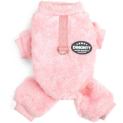 Dog Clothes for Small Dogs Fleece Dog Pajamas Winter Warm Thermal Soft Puppy Pjs Coat Stretchy Jumpsuit Doggie Pet Sweater Outfits Cat Apparel (Pink / X-Small)