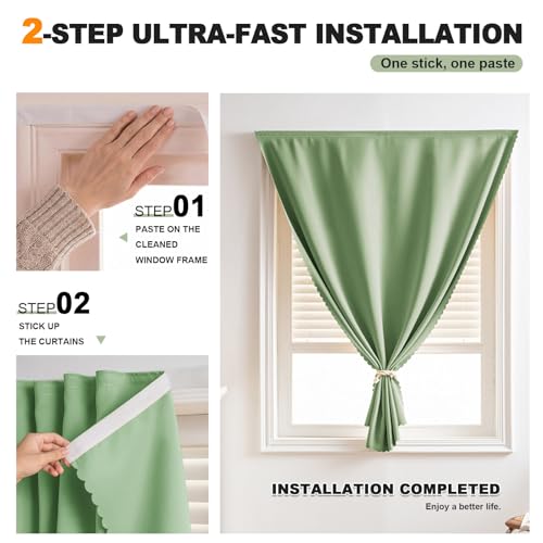 Adhesive Curtain (35"W x 71"L (Pack of 1) / Sage Green)