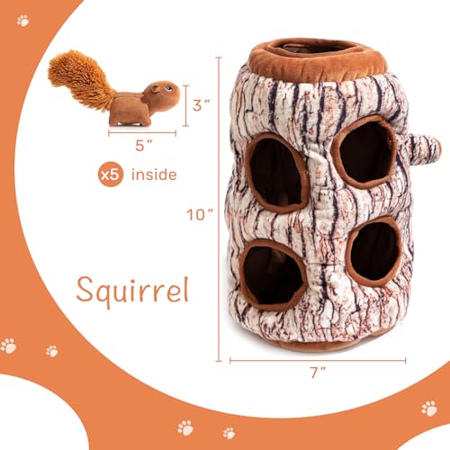 Squeaky Hide and Seek Dog Toys for Small and Medium (Squirrel)