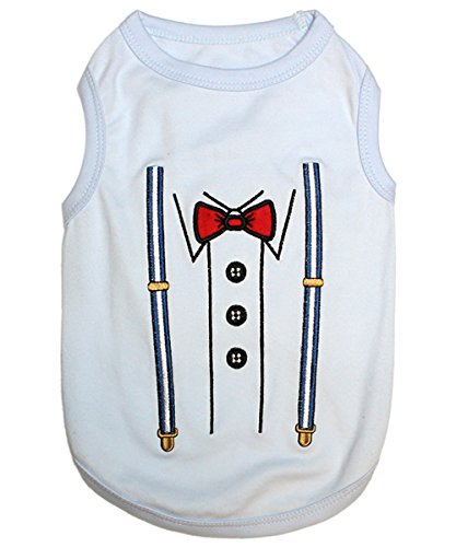 Dog Shirt 100% Cotton Bow Tie Shirts for Small Dogs (S)