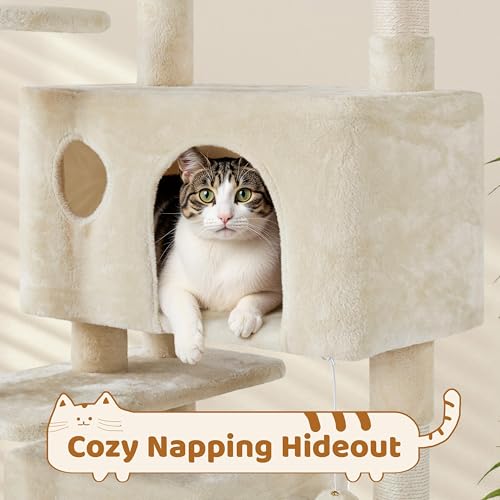 70in Multi Level Sturdy Cat Tree (Beige / 70in)
