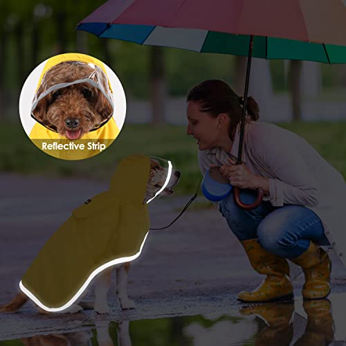 Dog Raincoat Waterproof Dog Rain Jacket with Clear Hooded (Yellow / Small)