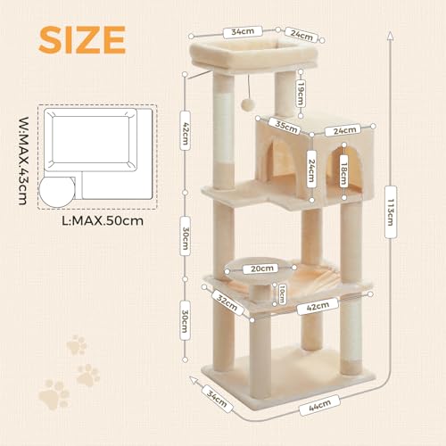 44.5" Cat Tree with Metal Hammock (Beige / 44.5in)