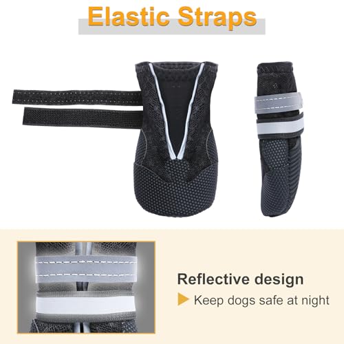 Breathable Dog Boots for Medium Large Dogs (Black / S (Insole Width 2")for 25~30lb)