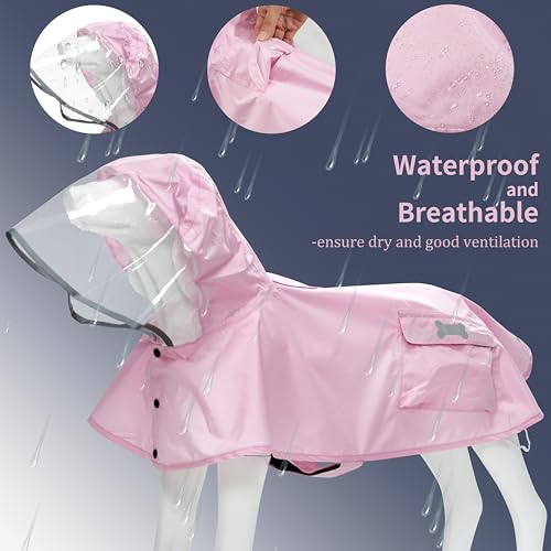 Waterproof Dog Raincoat (Light Pink / X-Large)
