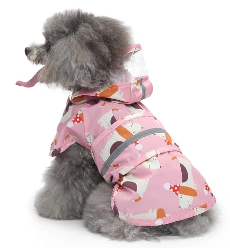 Dog Raincoat Hooded Reflective Waterproof Slicker Poncho (Dog / 3XL(33-38 pound))