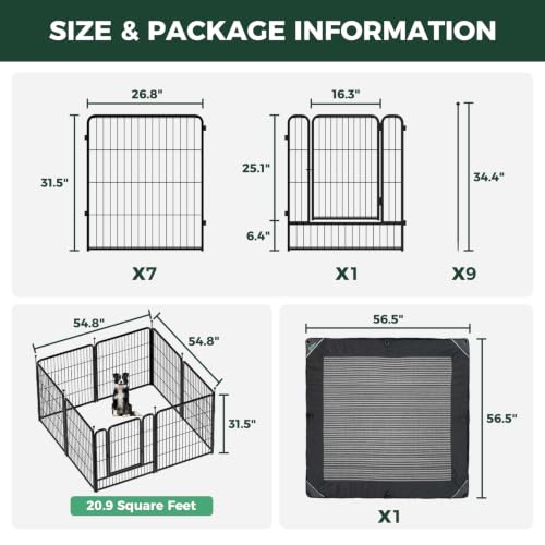 Rollick Dog Playpen with Mesh Top Cover (Black / 32"H)