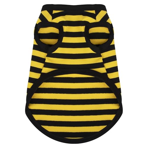 Dog Striped Shirt Happy Color Cotton Sleeveless Puppy Shirts Breathable Pet Apparel Tank Top Colorful Puppy Sweatshirt Clothes for Small Medium Dogs Yellow XXL (2XL-(26~38lb) | Chest(~25.5") / Yellow)