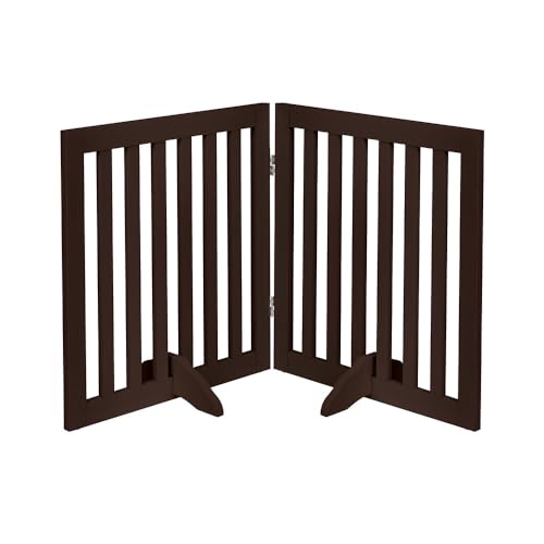 24”H Free Standing Pet Gate for Dog Cat (Espresso / 40"W×24"H)
