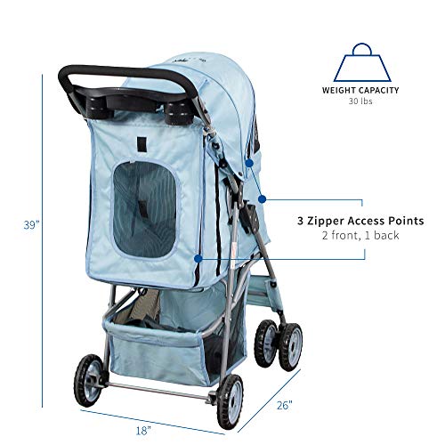 Four Wheel Pet Stroller (Blue)