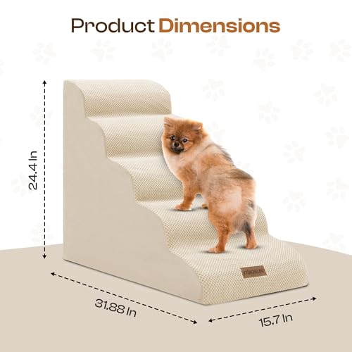 Dog Stairs Replacement Cover for 5 (Beige / Cover 24.5"H)