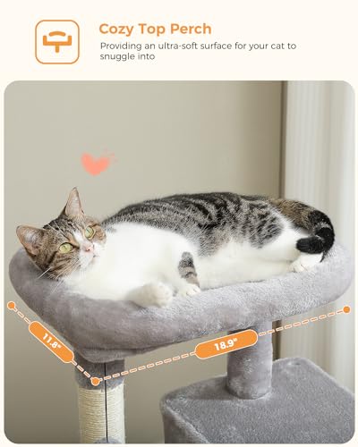 45.7" Cat Tree with Hammock (Grey / 45.7in)