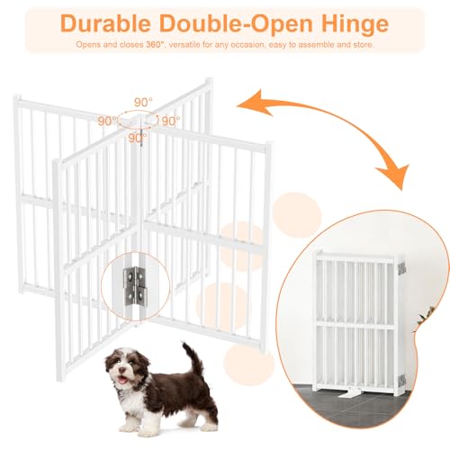 Dog Gate Indoor (White / 4 Panel-23.62''H, Up to 63.78’’ W)
