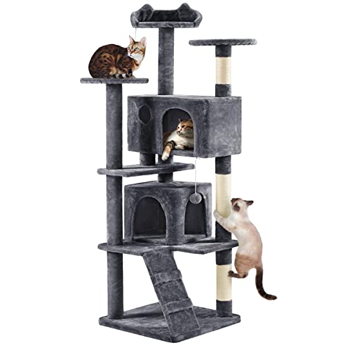 70in Multi Level Sturdy Cat Tree (Dark Gray / 70in)