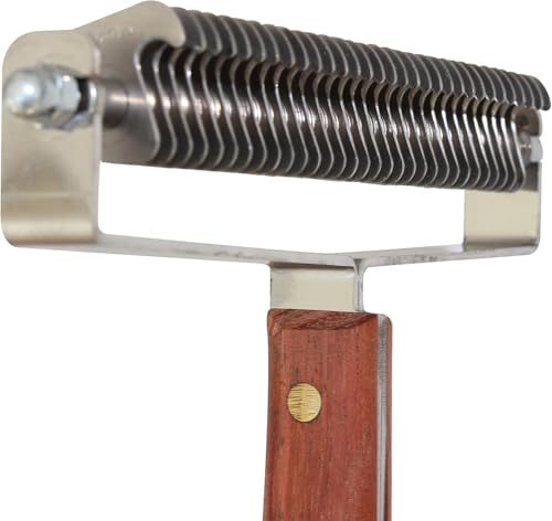 Triple Wide Dematting Undercoat Grooming Rake Stripper Tool for Horses (30 Blade Heavy Coat / Brown)