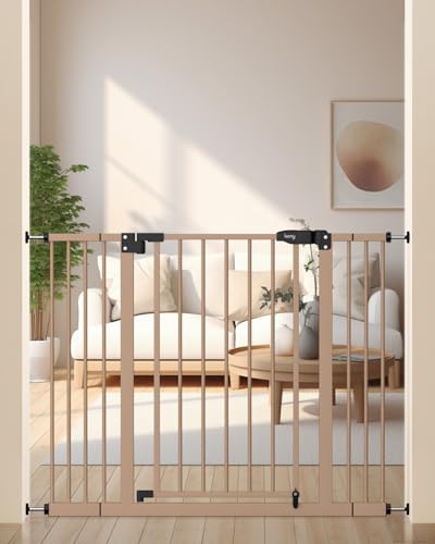 29" 42.5" Baby Gate for Stairs (Brown / 29-42.5"Wide, 30"Tall)