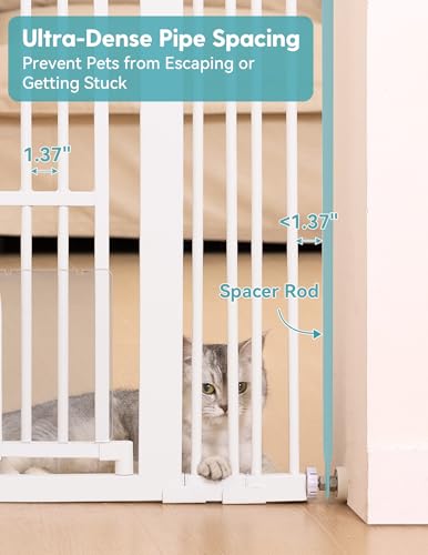 55" Extra Tall Pet Gate with Cat Door (White - P / 55" Tall, 29-43" Wide)