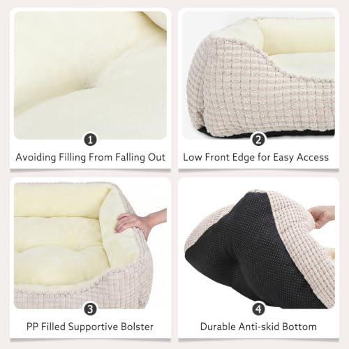 Dog Beds for Medium Dogs Washable (Ivory Beige / M(25’’x 21’’x 8’’))