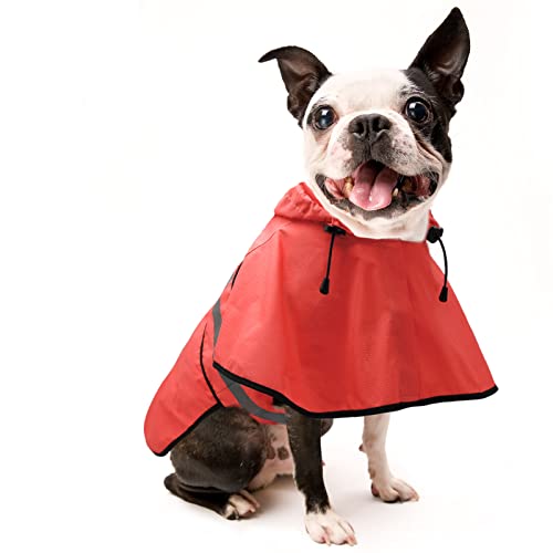Dog Raincoat Hooded Poncho (Bright Red / Large)