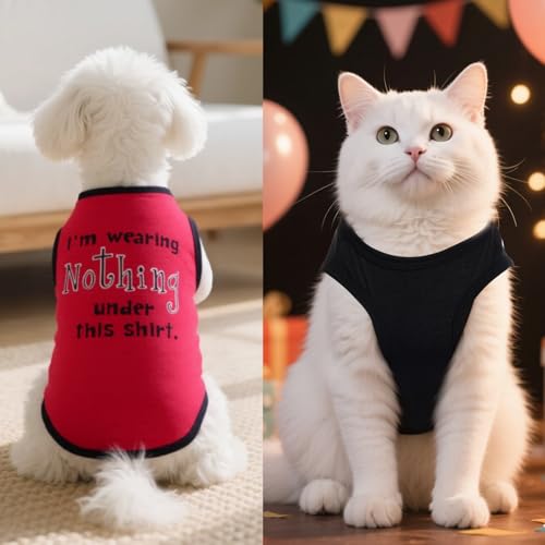 8 Pieces Pet Shirts Funny Dog Printed Clothes Dog Sleeveless Vests (Large)