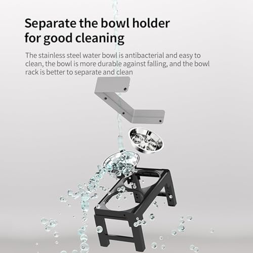Elevated Dog Bowls with Stainless Steel Slow Feeder Bowl for Medium and Large Dogs (1 Stainless Slow Feeder & 1 Stainless Bowl / Grey)