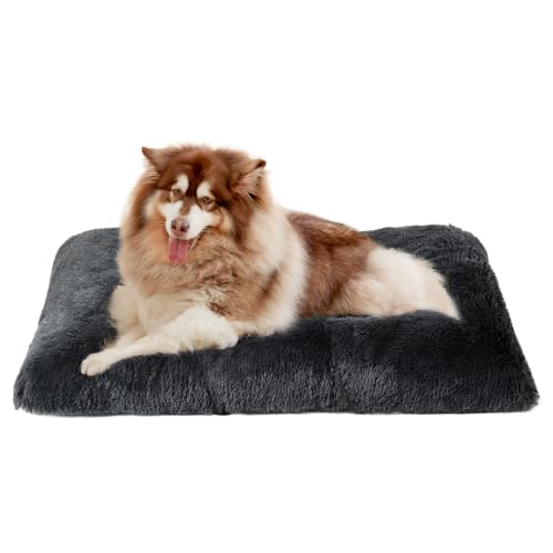 Fluffy Dog Crate Bed (Dark Grey / 44 x 33)