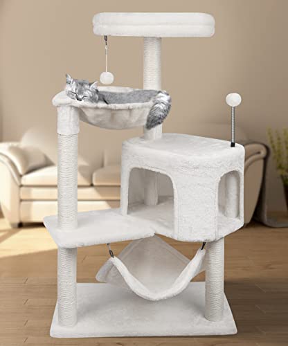39.4'' Cat Tree with Cat Condo and Big Hammock (39.4'' Beige)