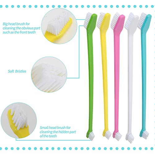 50 Pack Dual Ended Long Dog & Cat Toothbrush (50 Pcs-colorful)