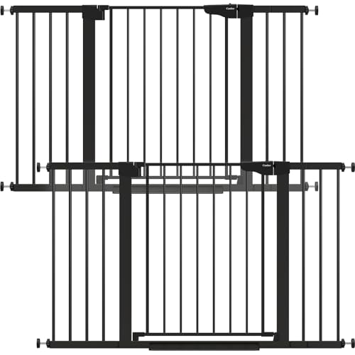 2-Pack 29.7-51.5 in Extra Wide Baby Gate for Stairs, Dog Gate Black (Black / 29.7-51.5"W x 30.5"H (2 Pack ))
