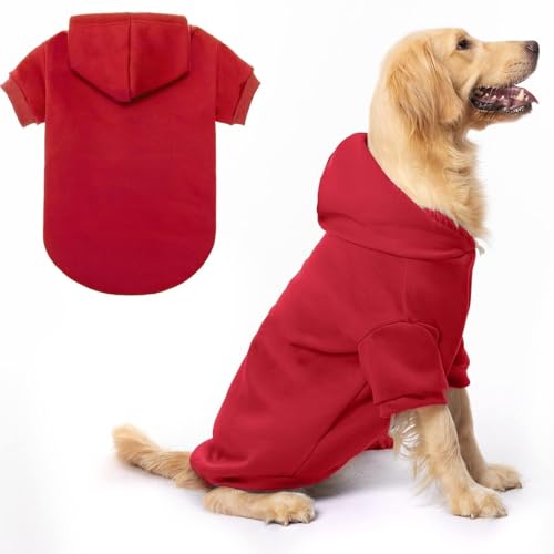 Dog Hoodie for Large Dogs (#2 Red(Plain) / X-Large (All Breed Sizes))