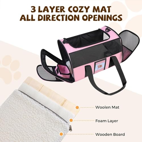 Large Soft Cat Carrier Up to 28 Lbs (Pink / 13.0"L x 13.0"W x 20.0"H)
