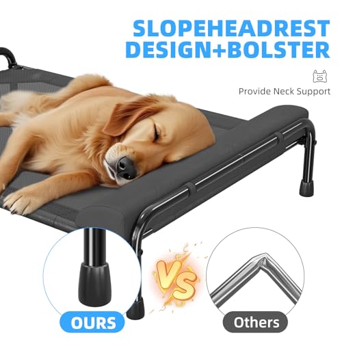 Elevated Dog Bed for Large Dogs (44.5"L x 31"W x 9.25"Th / Black)