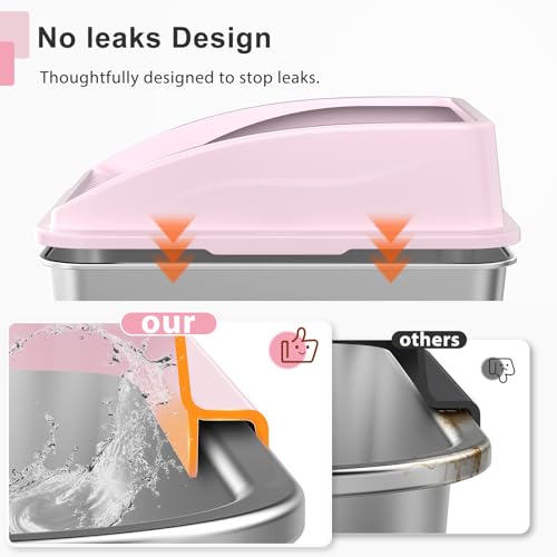 Stainless Steel Litter Box (Cute Pink / X-Large)