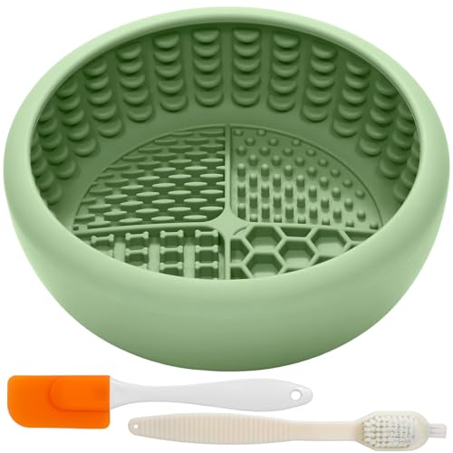 Dog Lick Bowl with Brush and Scraper (Green / Small)