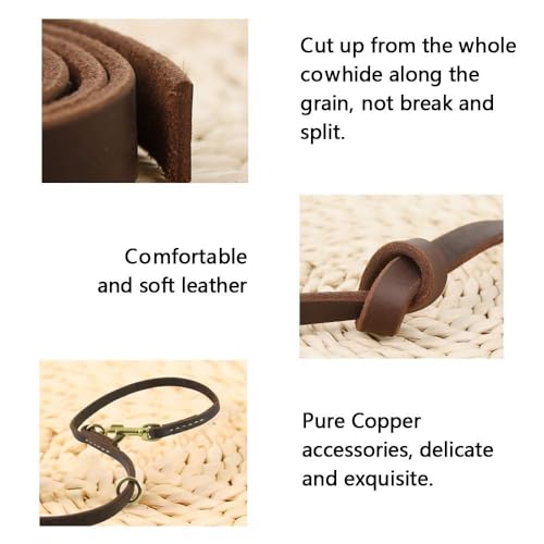 Multi Function 8ft Leather Dog Leash (Brown / 8ft*5/8inch)